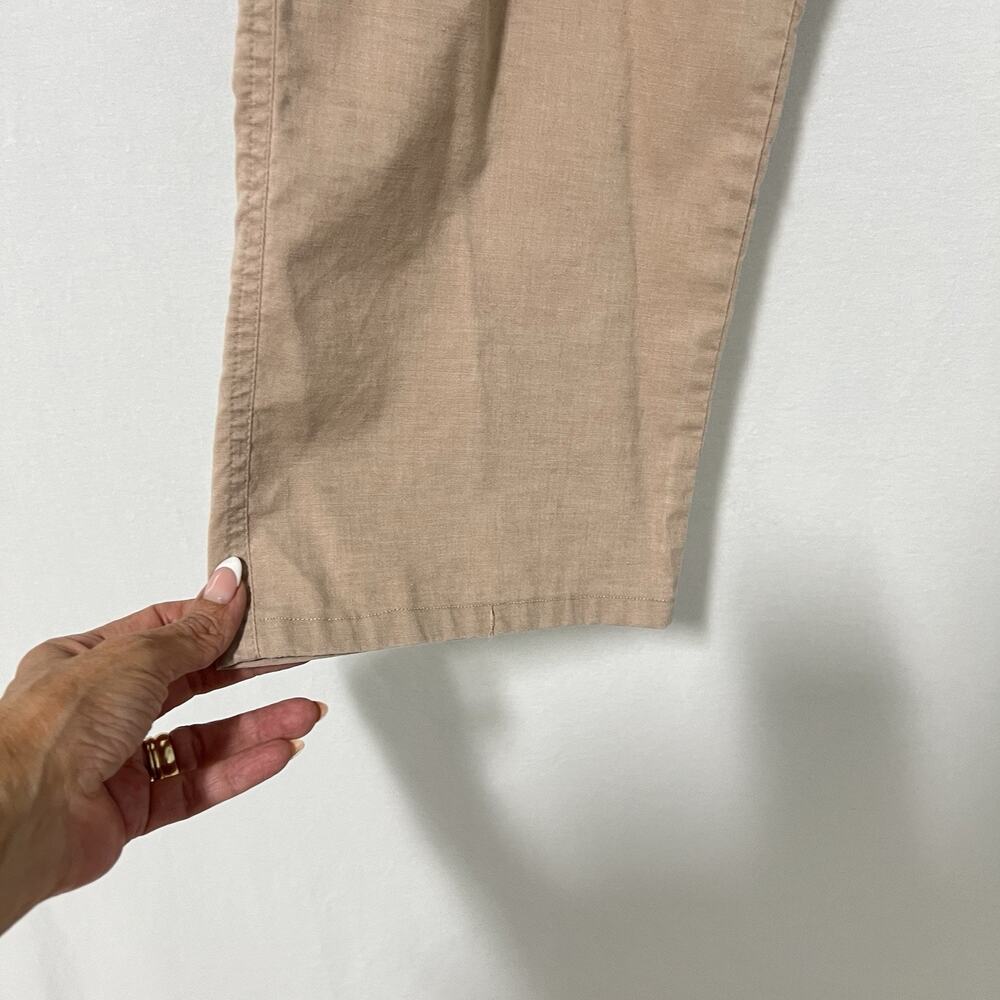 Prana Hemp Blend Wide Leg Pants Small Khaki Drawstring Adjustable Waist Stretch - Picture 4 of 11